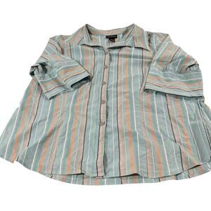 Lane Bryant 18/20 Teal Blue Button Down Blouse